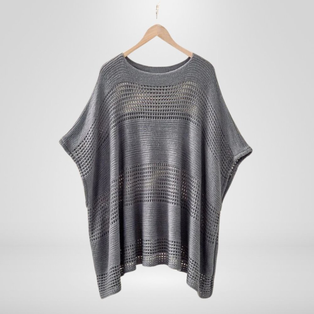 NWT - Effortlessly Relaxed Gray Knit Poncho - One Size
